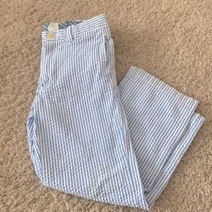 Vineyard Vines boys blue white seersucker pants 6